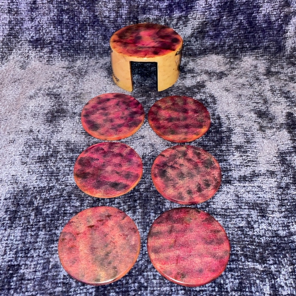 Set of 6 Animal Design Coaster Set.  Ceramic.  3” diameter. - Picture 6 of 6